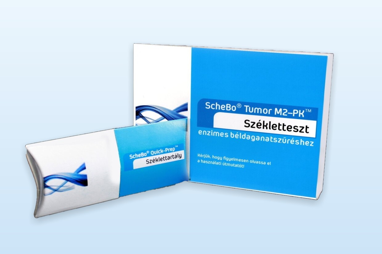 A székletteszt doboza és a ScheBo Quick-Prep székletartály