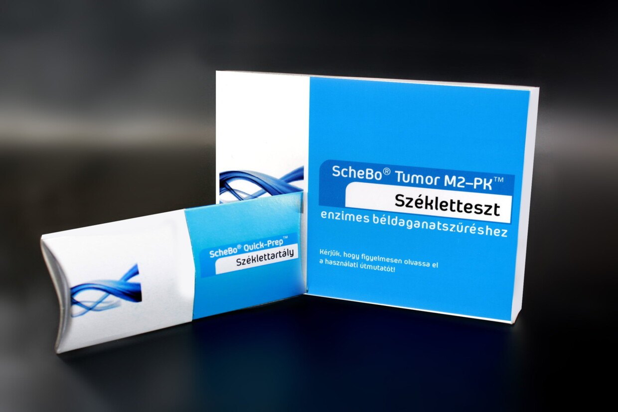 A székletteszt doboza és a ScheBo Quick-Prep székletartály